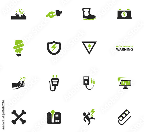 High voltage icons set