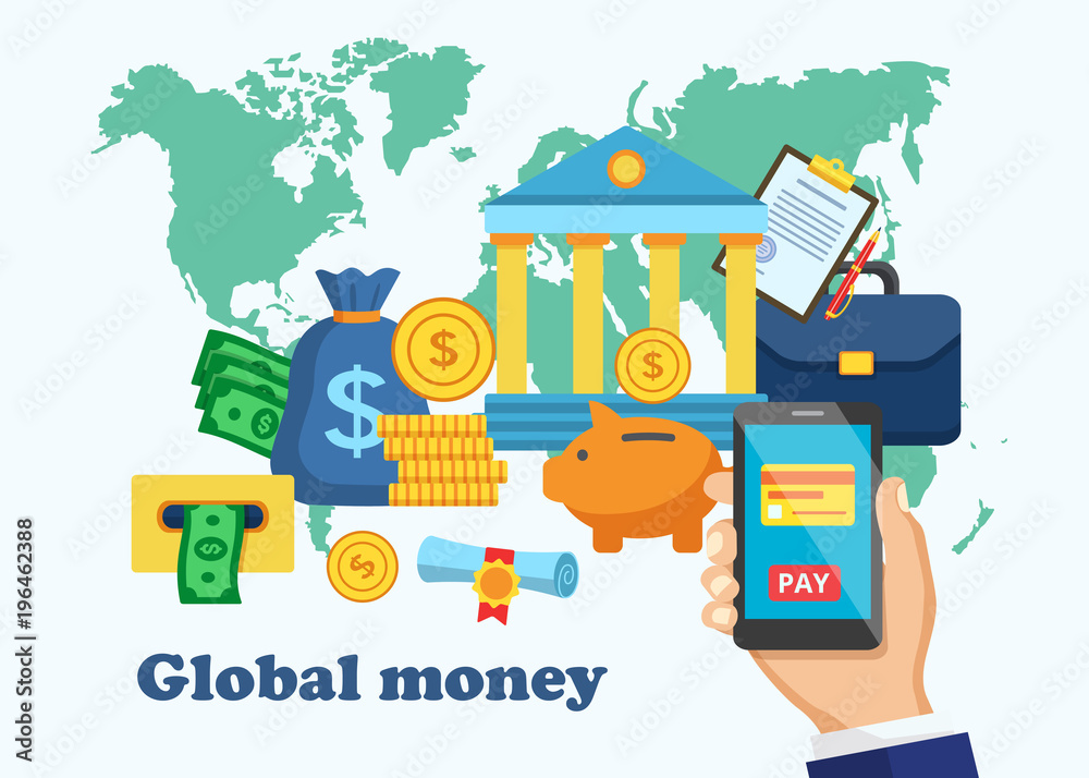 Global money design banner. Global money design banner.