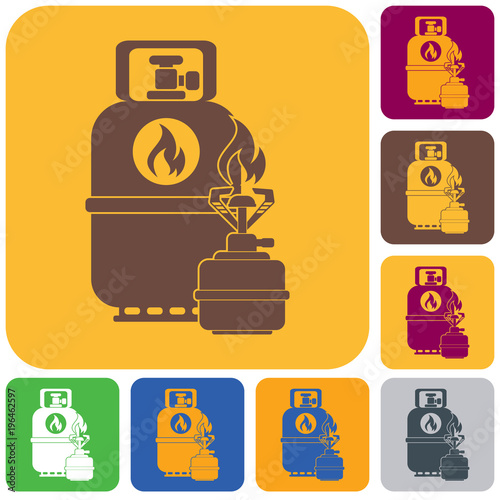 Camping stove with gas bottle icon