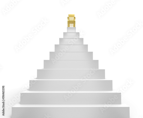 A symbol of success is a chair on top of the pyramid. 3d illustration isolated on white background