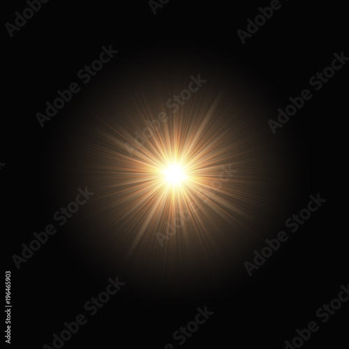 Magic light effect with silver rays on a black background