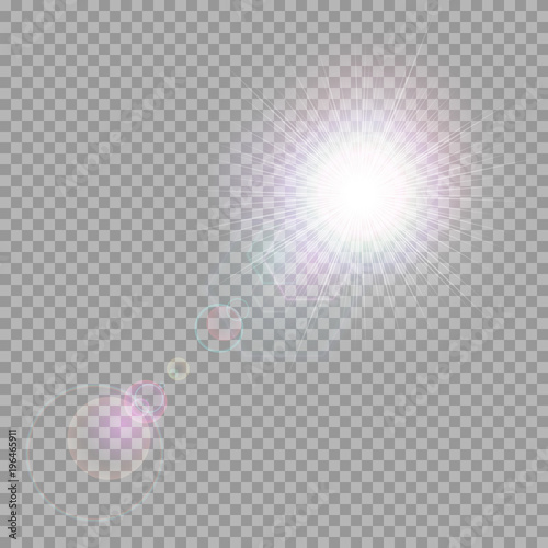 Multicolored exploding star with bright highlights on a transparent background