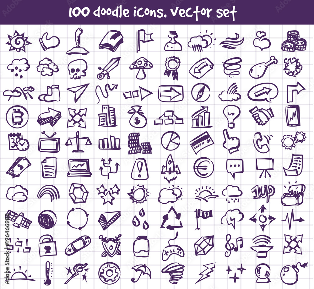 vector doodle icons set vector doodle icons set