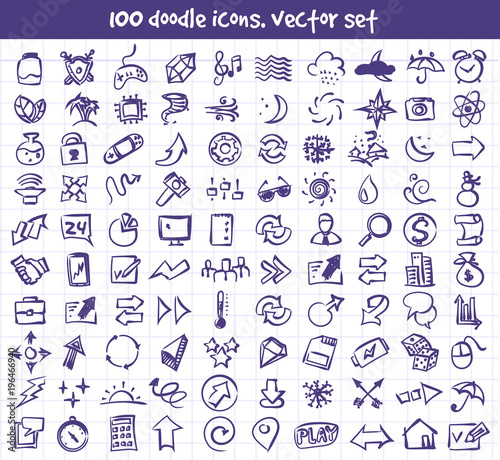 vector doodle icons set