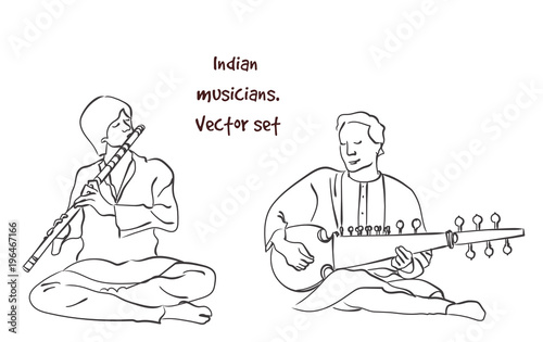 Vector silhouette of indian musician