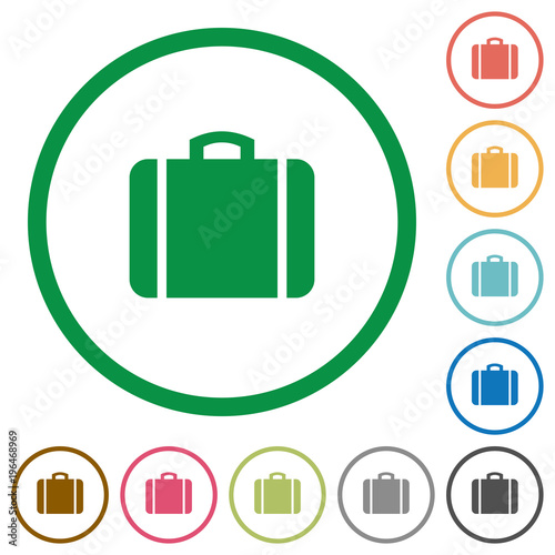 Suitcase flat icons with outlines