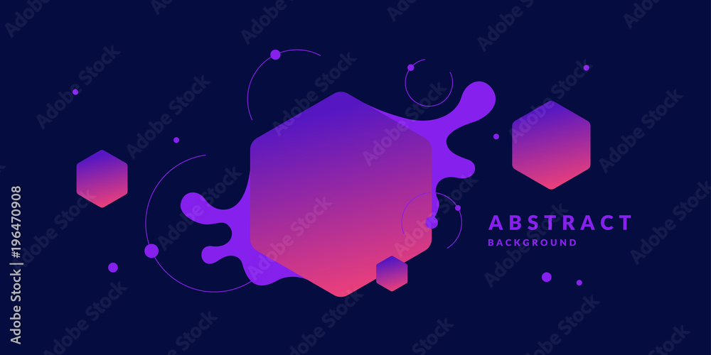 Abstract background with straight lines, splashes and geometric objects in minimalistic flat style