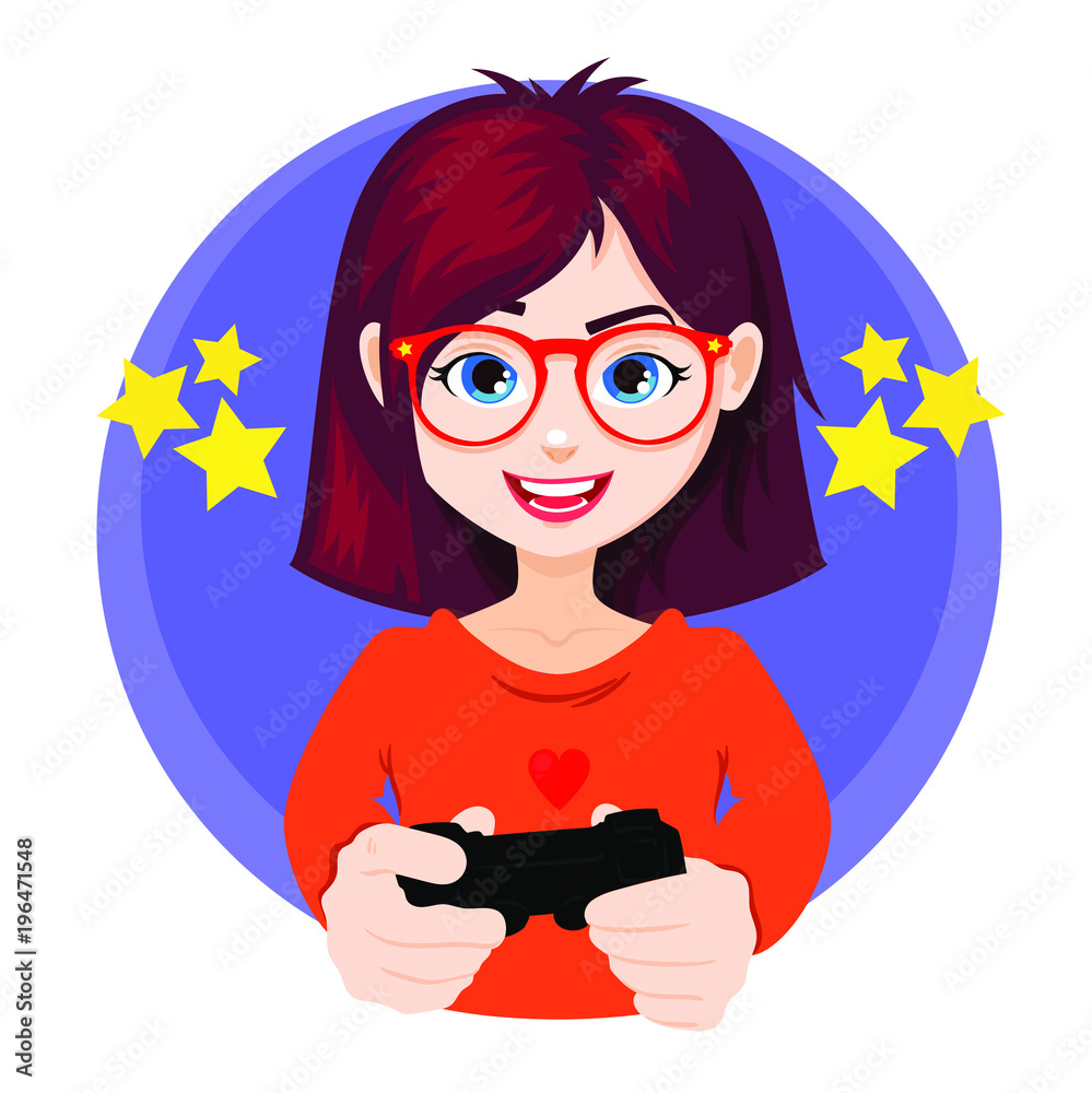Young girl playing online video game vector illustration pro download  7023247 Vector Art at Vecteezy
