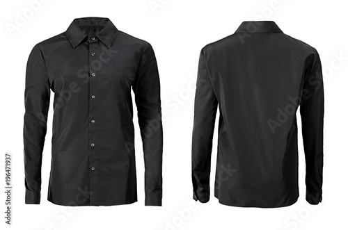 Black color formal shirt with button down collar isolated on white photo