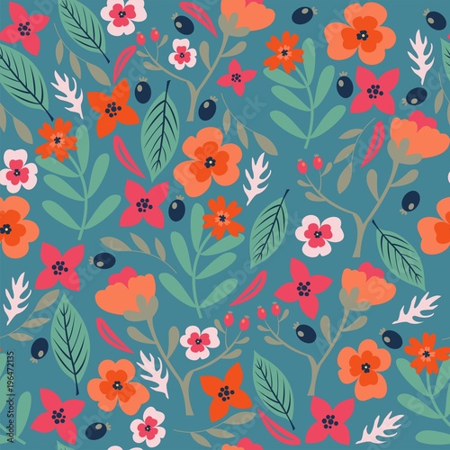 Floral vector seamless pattern. Spring pattern.