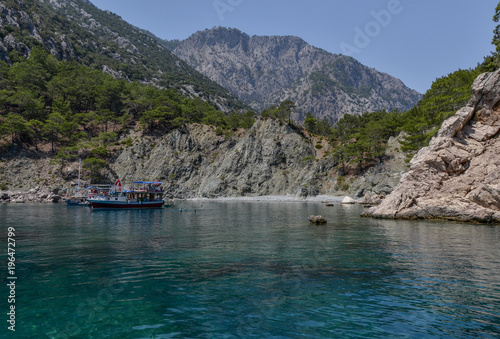 yachts in the hidden coves of Korsan Koyu Cirali, Antalya province, Turkey