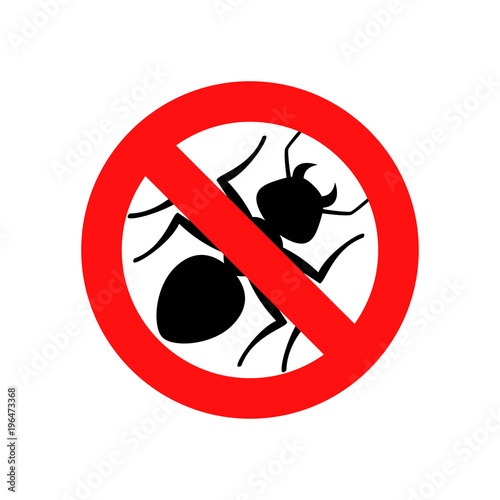 Icono plano señal prohibido hormiga