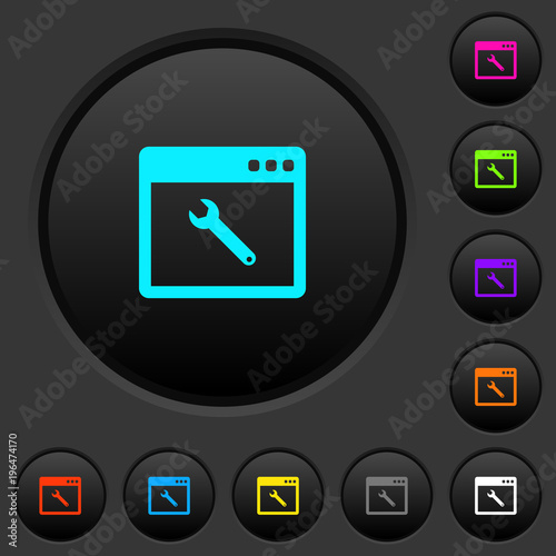 Free Download Application maintenance dark push buttons with color icons - GFXLoad