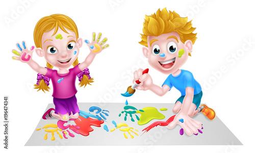 Kids Having Fun with Paints