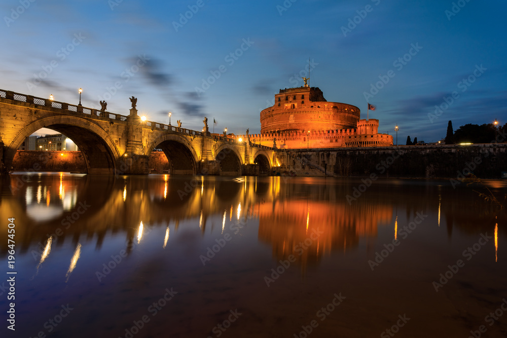 Castle of Sant Angelo in Rome after sunset