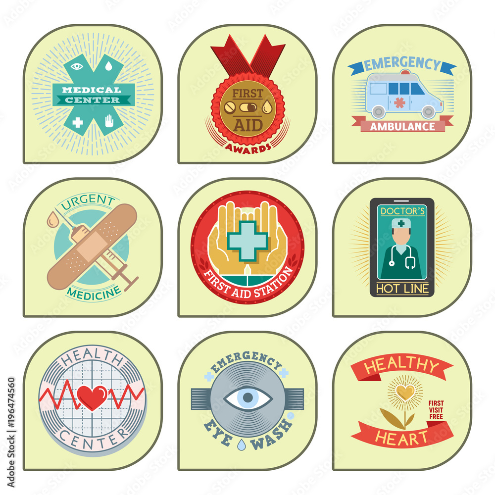 Vector Illustration Of Medical Emblem Vintage Tag For First Aid vector-illustration-of-medical-emblem-vintage-tag-for-first-aid