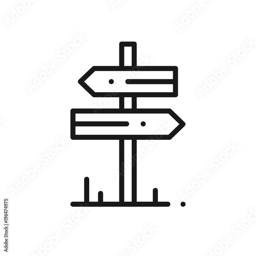 Signpost Line Icon. Road Sign and Symbol. Direction Roadsign.