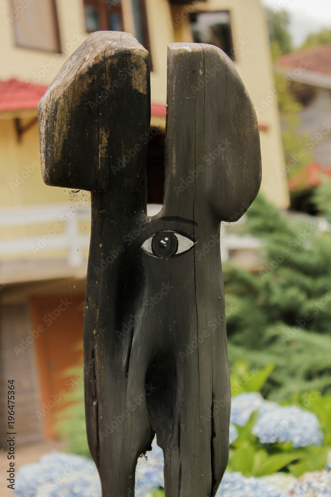 Wooden sculpture. This photograph was taken in Gramado, Rio Grande do Sul, Brazil, 2015.