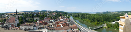 Stadt Melk Landschaft und Fluss als Panorama