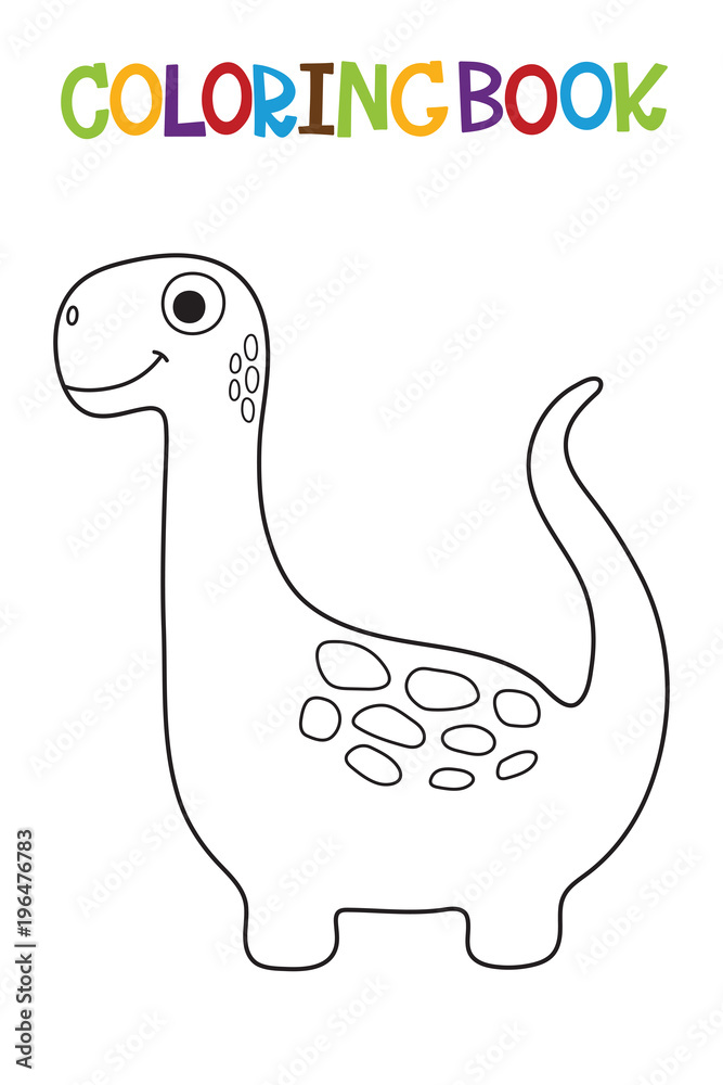 Naklejka premium Cute dino coloring book