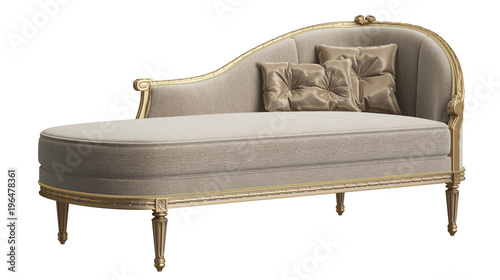 Classic chaise longue isolated on white background.Digital illustration.3d rendering