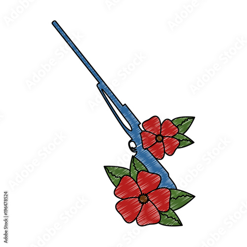 rifle of war with flowers