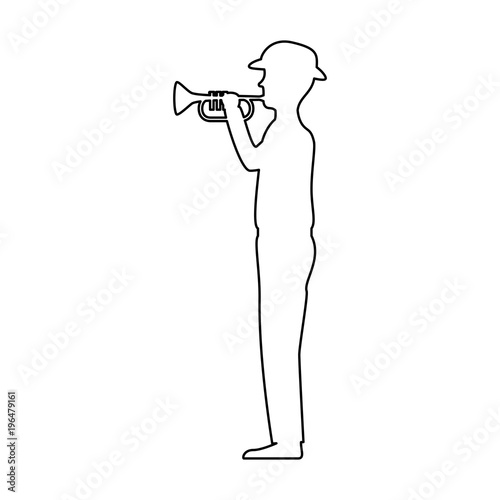 silhouette of soldier playing trumpet