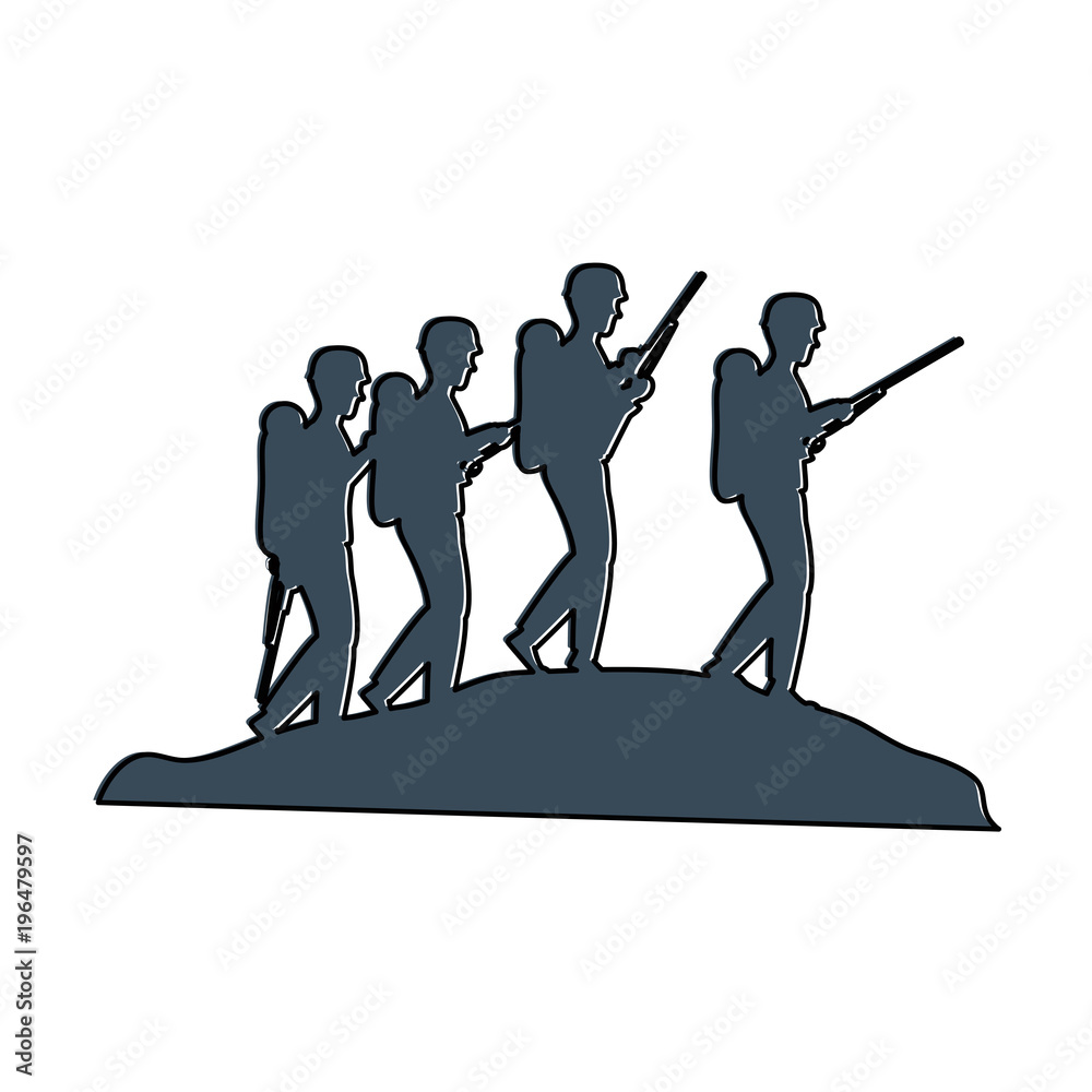 Obraz premium soldiers trops silhouette icon
