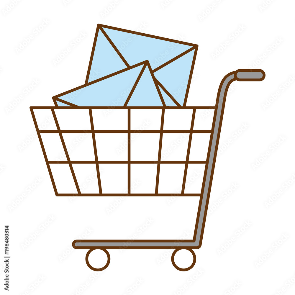 shopping cart with envelopes shopping cart with envelopes