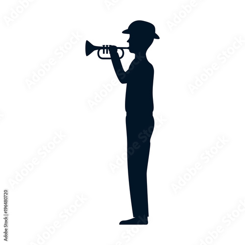silhouette of soldier playing trumpet