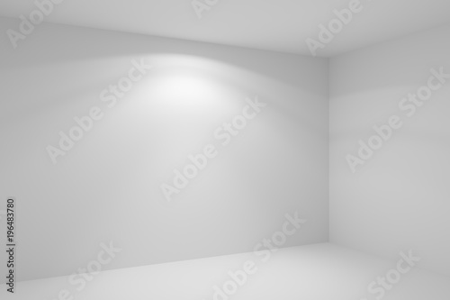 Wall lamp light in empty white room corner