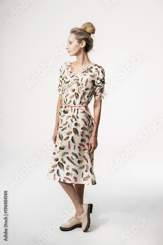 Elegant woman in dress and shoes