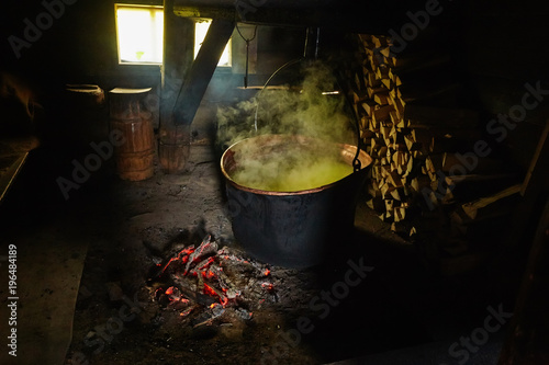 Room used for production and smoking of cheese in a farm photo