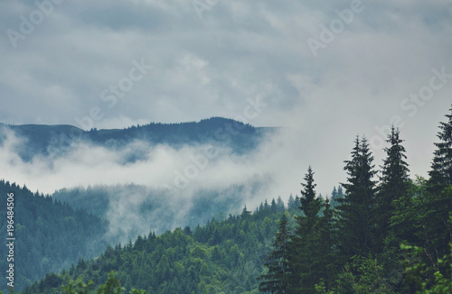 Rain clouds on the mountain top.