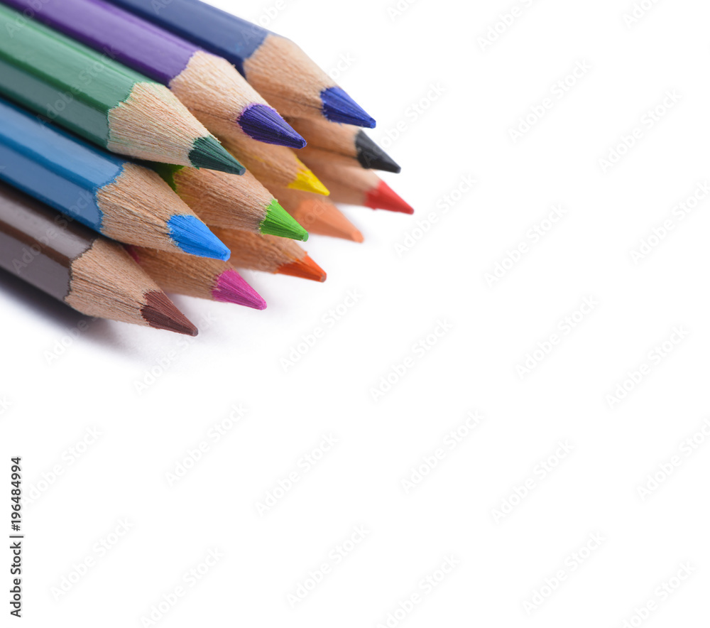 Colour pencils with copy space.
Isolated on white background. Colour pencils with copy space.
Isolated on white background.