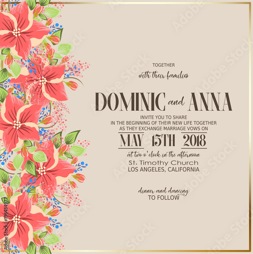 Wedding invitation with flowers