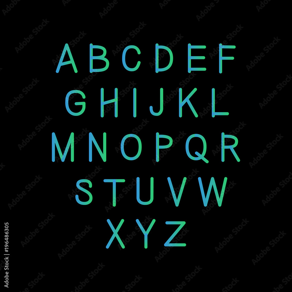 Personal gradient green-blue font on black background Personal gradient green-blue font on black background