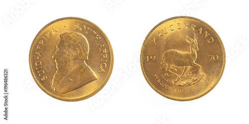 Wallpaper Mural Gold coin of South Africa front and back of fine gold, isolated on pure white background Torontodigital.ca