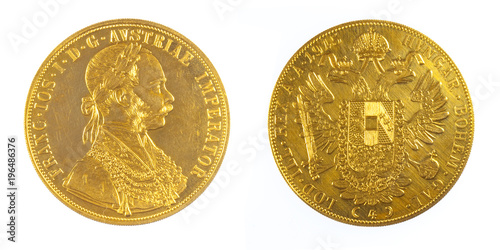 Gold coin of Austria Imperator Kaiser Franz Joseph photo