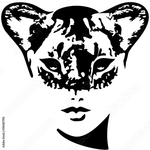 Lioness girl vector illustration. Catwoman