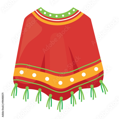 Tela mexican poncho icon over white background, colorful design