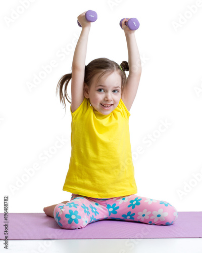 kid child doing exercises w...