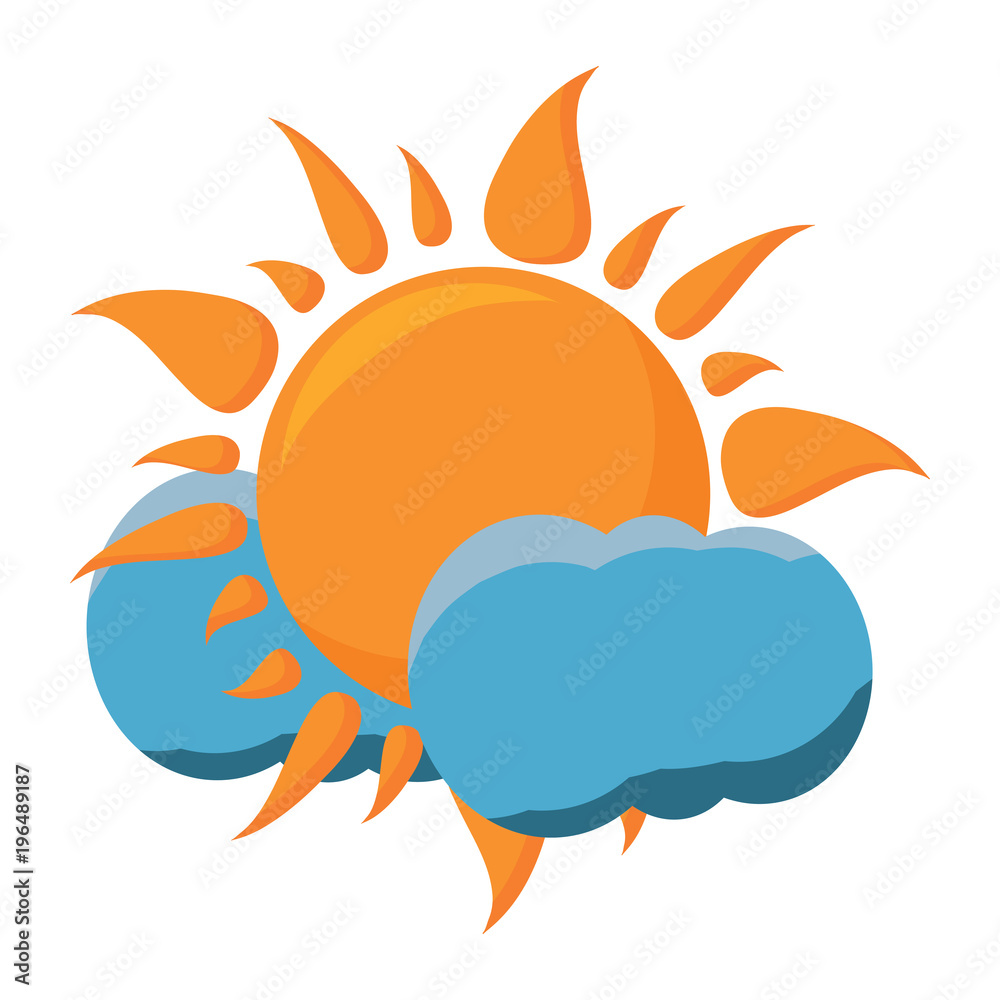 clouds and sun icon over white background, colorful design. vector illustration clouds and sun icon over white background, colorful design. vector illustration