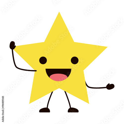 kawaii happy star icon over white background, colorful design. vector illustration