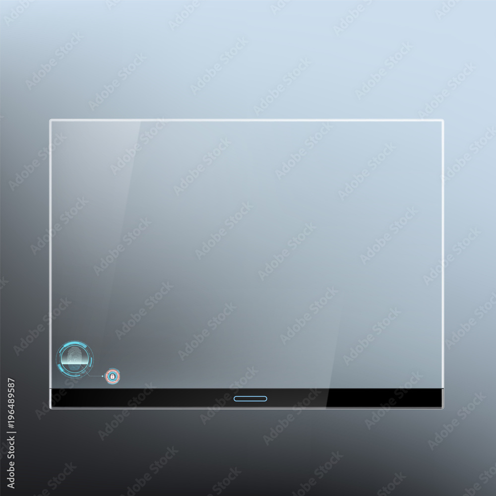 Transparent glass screen. Fingerprint scanning. Transparent glass screen. Fingerprint scanning.