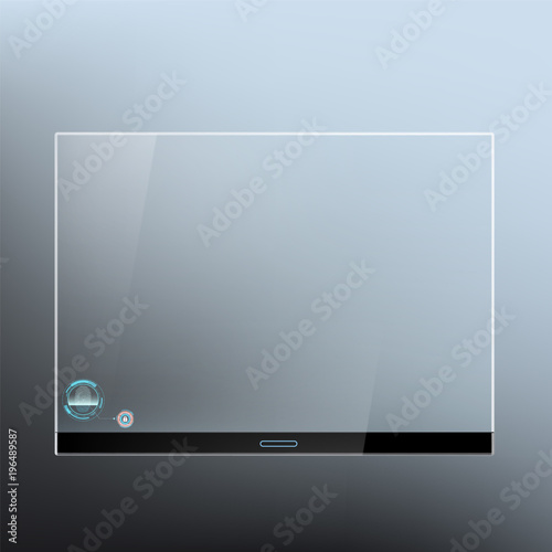 Transparent glass screen. Fingerprint scanning.