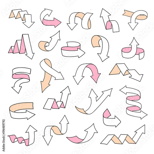 Arrows, pointers and ribbons. Vector design elements.