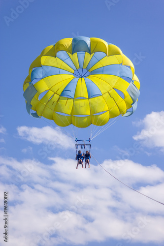 Two girls on the parasailing