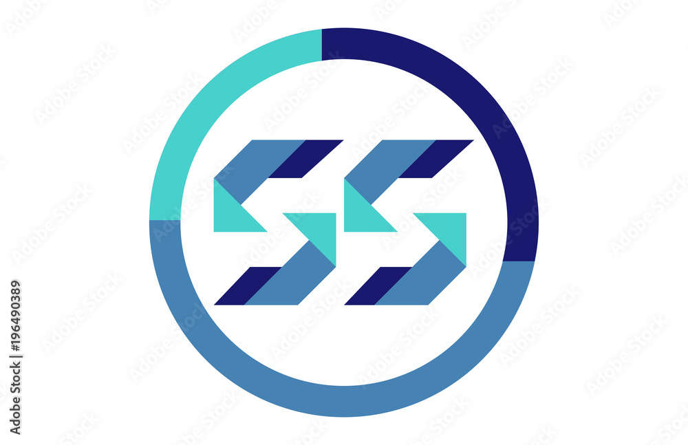 SS Global Blue Ribbon letter Logo SS Global Blue Ribbon letter Logo