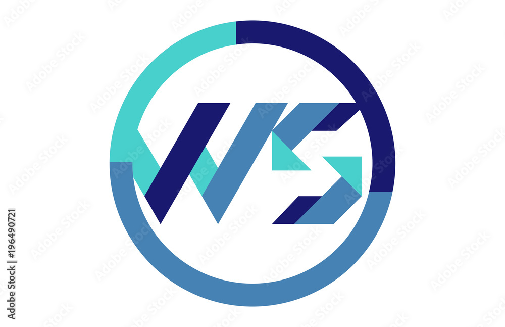 WS Global Blue Ribbon letter Logo WS Global Blue Ribbon letter Logo